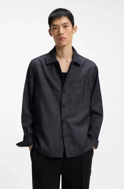 Oversized Hemd aus indigoblauem Baumwoll-Denim