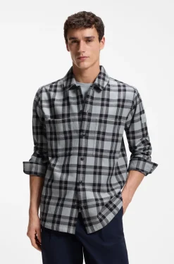 Oversized Hemd aus kariertem Baumwoll-Twill