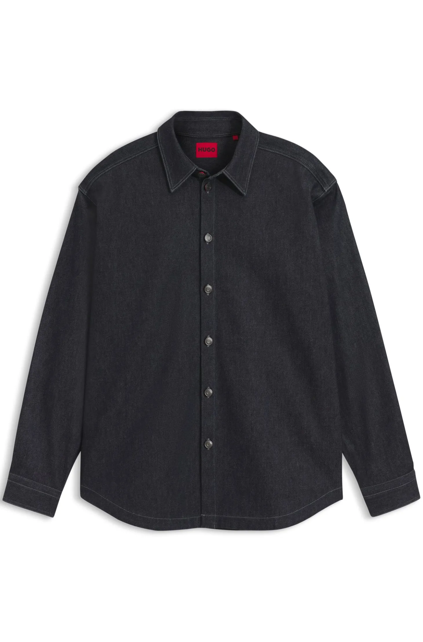Oversized Hemd aus schwerem dunkelblauem Denim