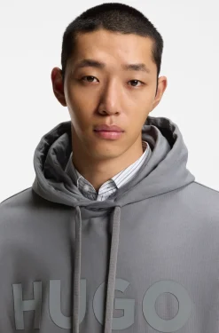Oversized Hoodie aus Baumwoll-Terry mit reflektierendem Logo