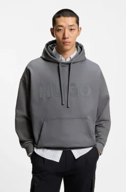 Oversized Hoodie aus Baumwoll-Terry mit reflektierendem Logo