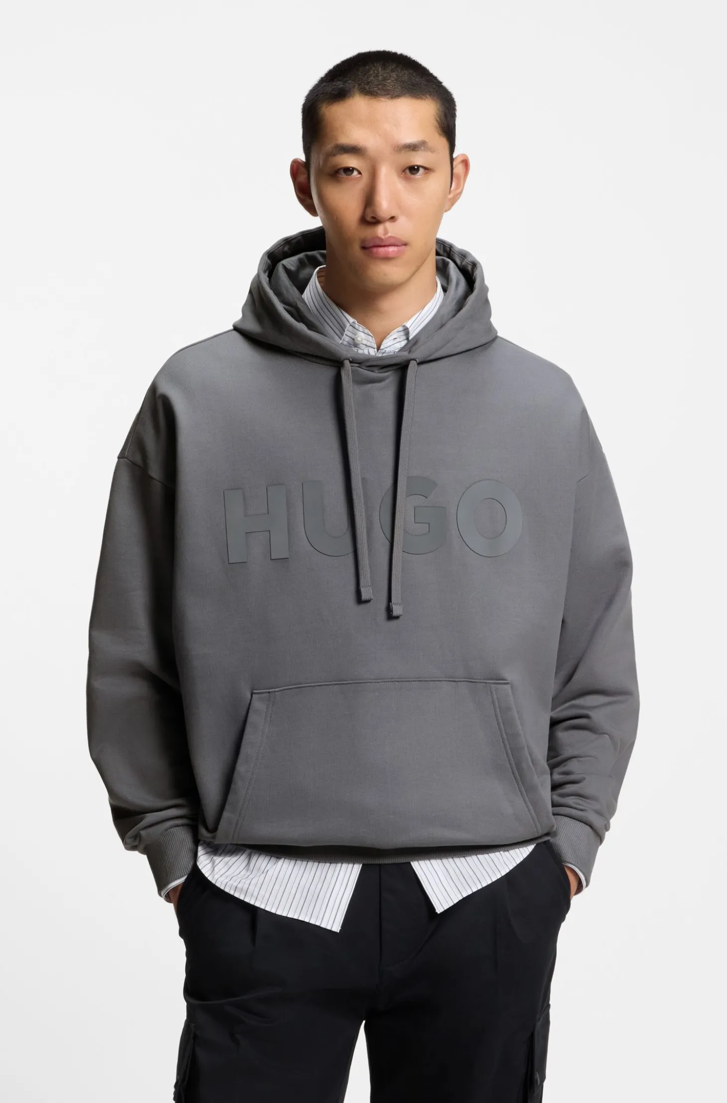 Oversized Hoodie aus Baumwoll-Terry mit reflektierendem Logo