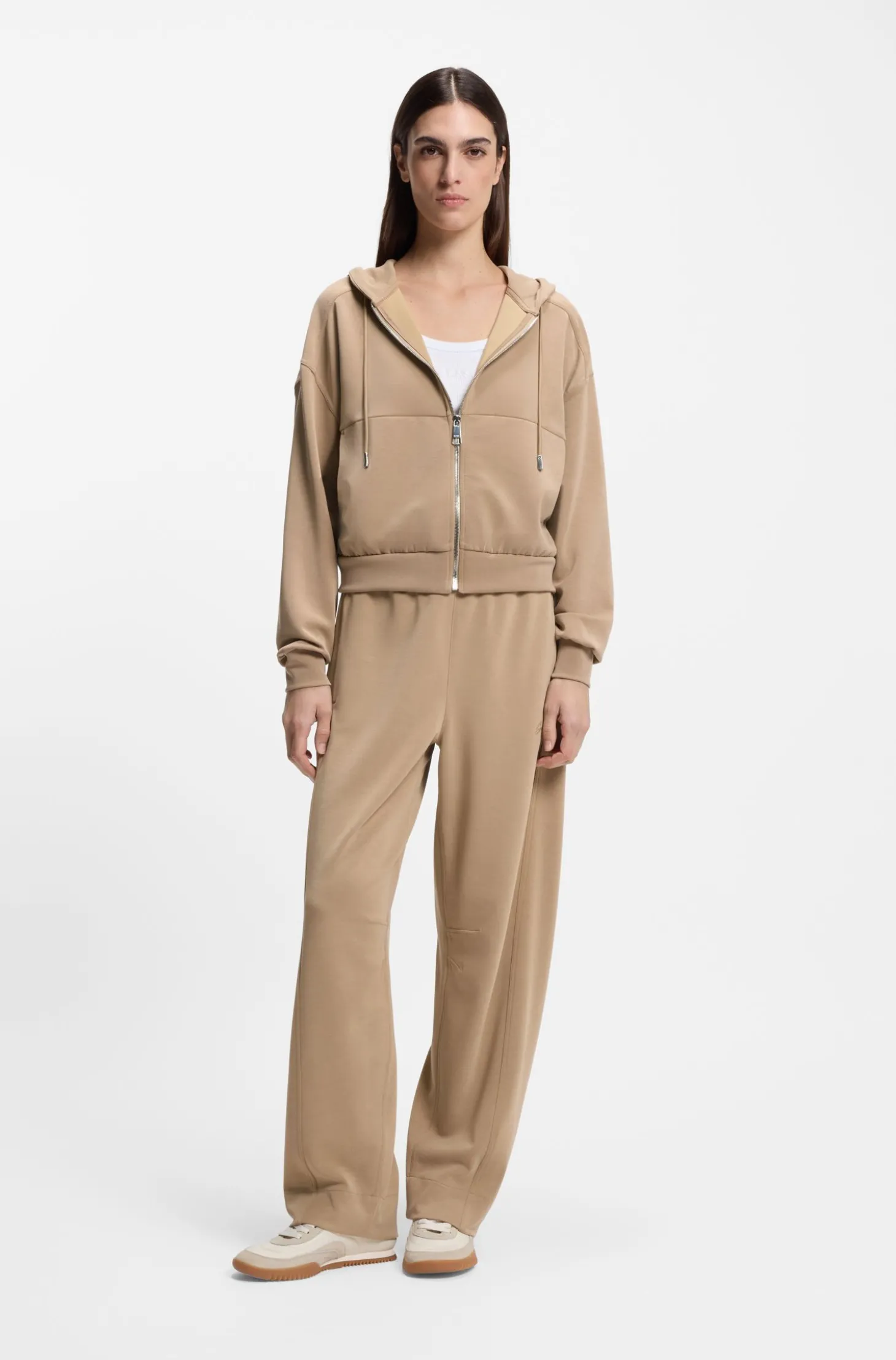 Oversized Hoodie mit Reißverschluss und Logo-Stickerei