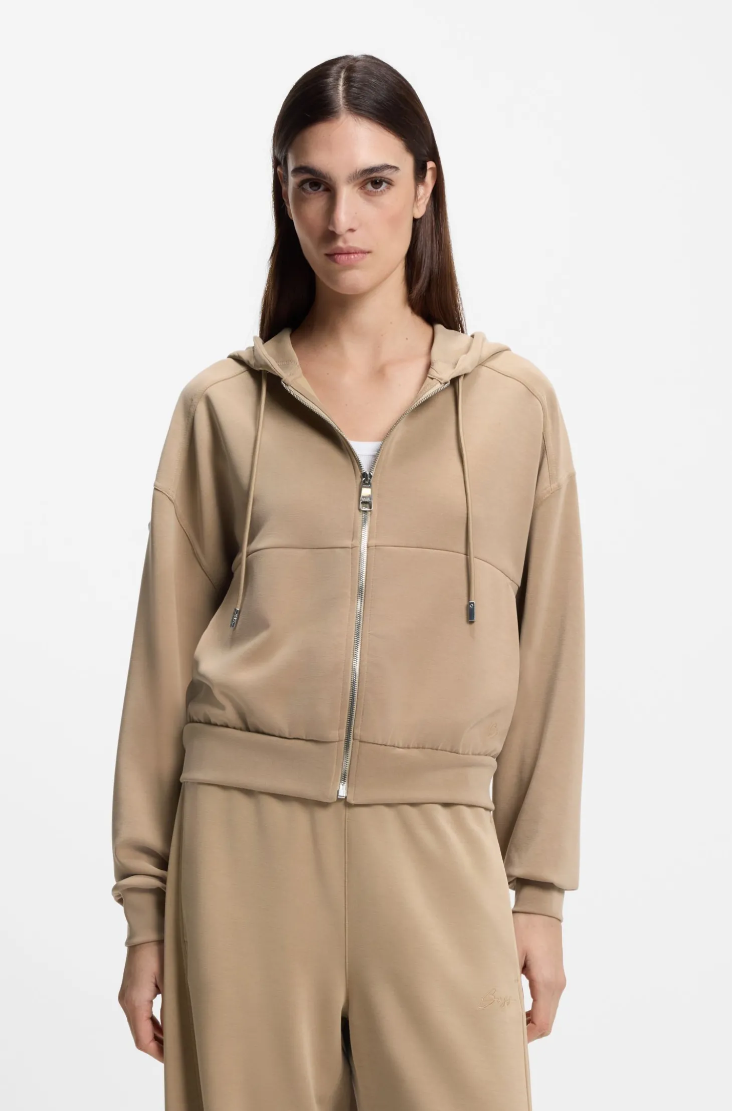 Oversized Hoodie mit Reißverschluss und Logo-Stickerei