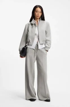 Oversized Hose aus meliertem Stretch-Twill