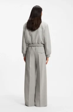Oversized Hose aus meliertem Stretch-Twill