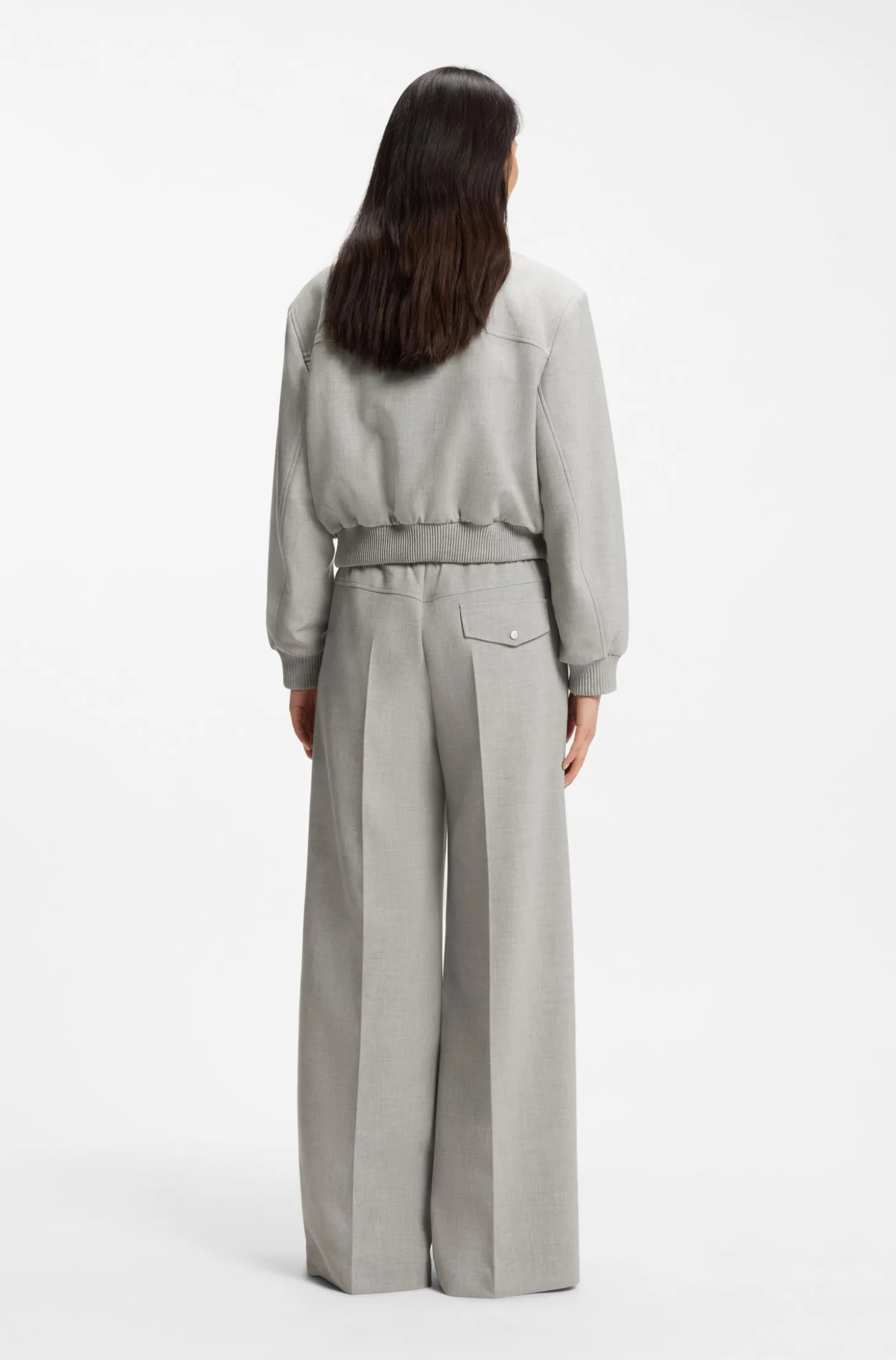 Oversized Hose aus meliertem Stretch-Twill