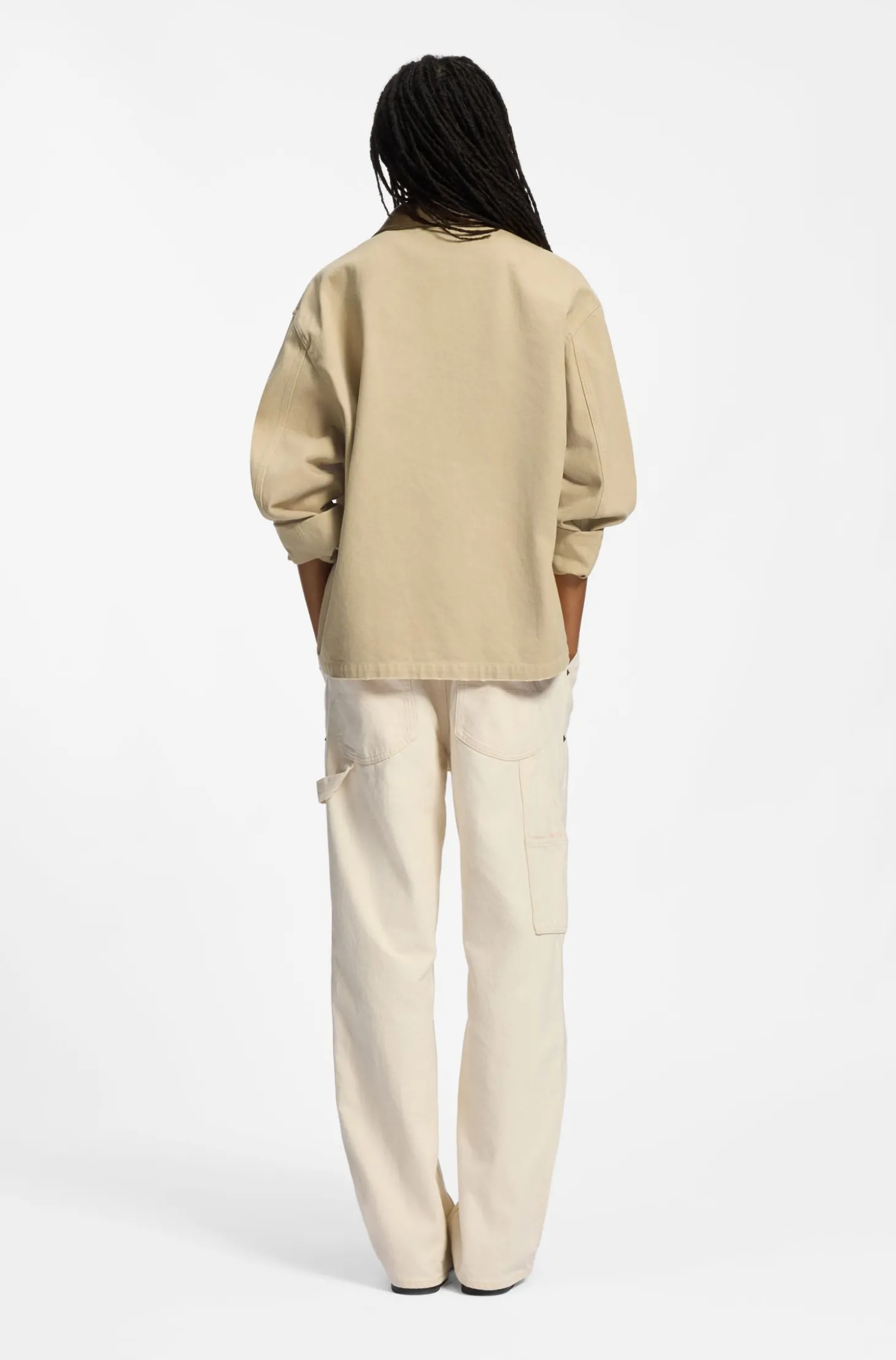 Oversized Jacke aus Baumwoll-Twill mit Kontrastkragen