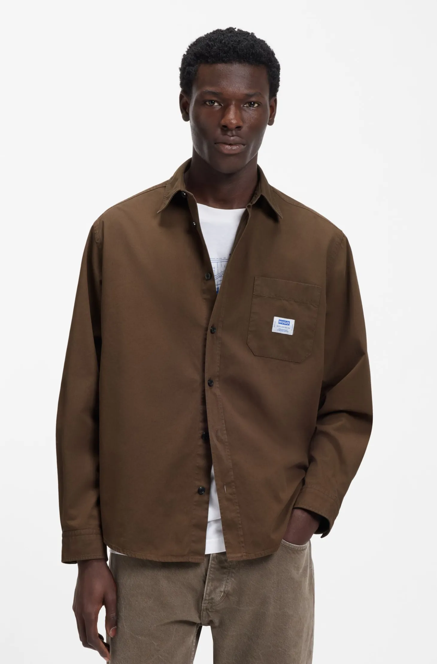 Oversized Overshirt aus Baumwoll-Canvas