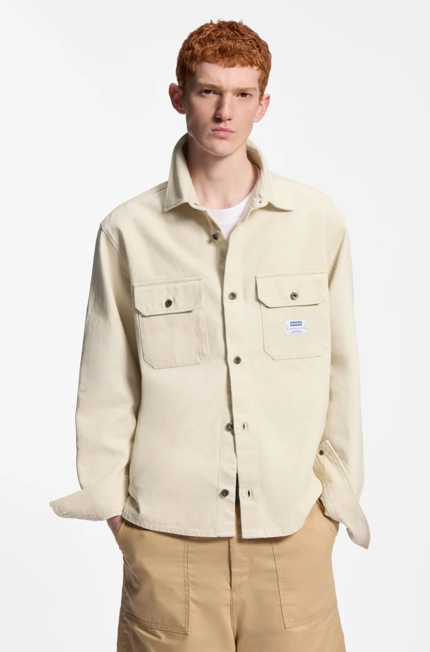 Oversized Overshirt aus ecru Denim