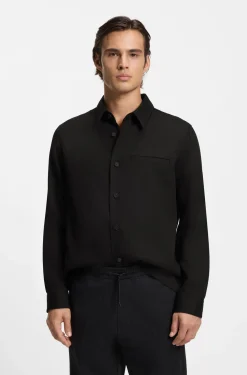 Oversized Overshirt aus softem Twill mit Seitentaschen