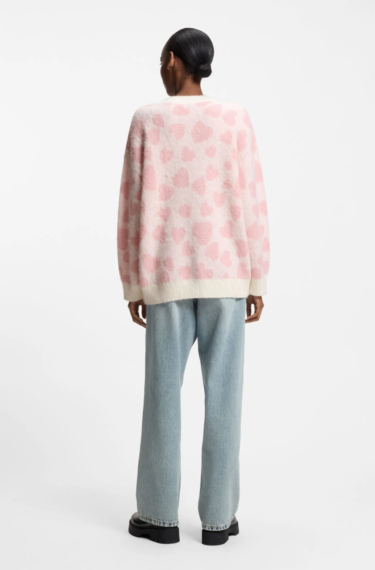 Oversized Pullover mit Jacquard-Herz