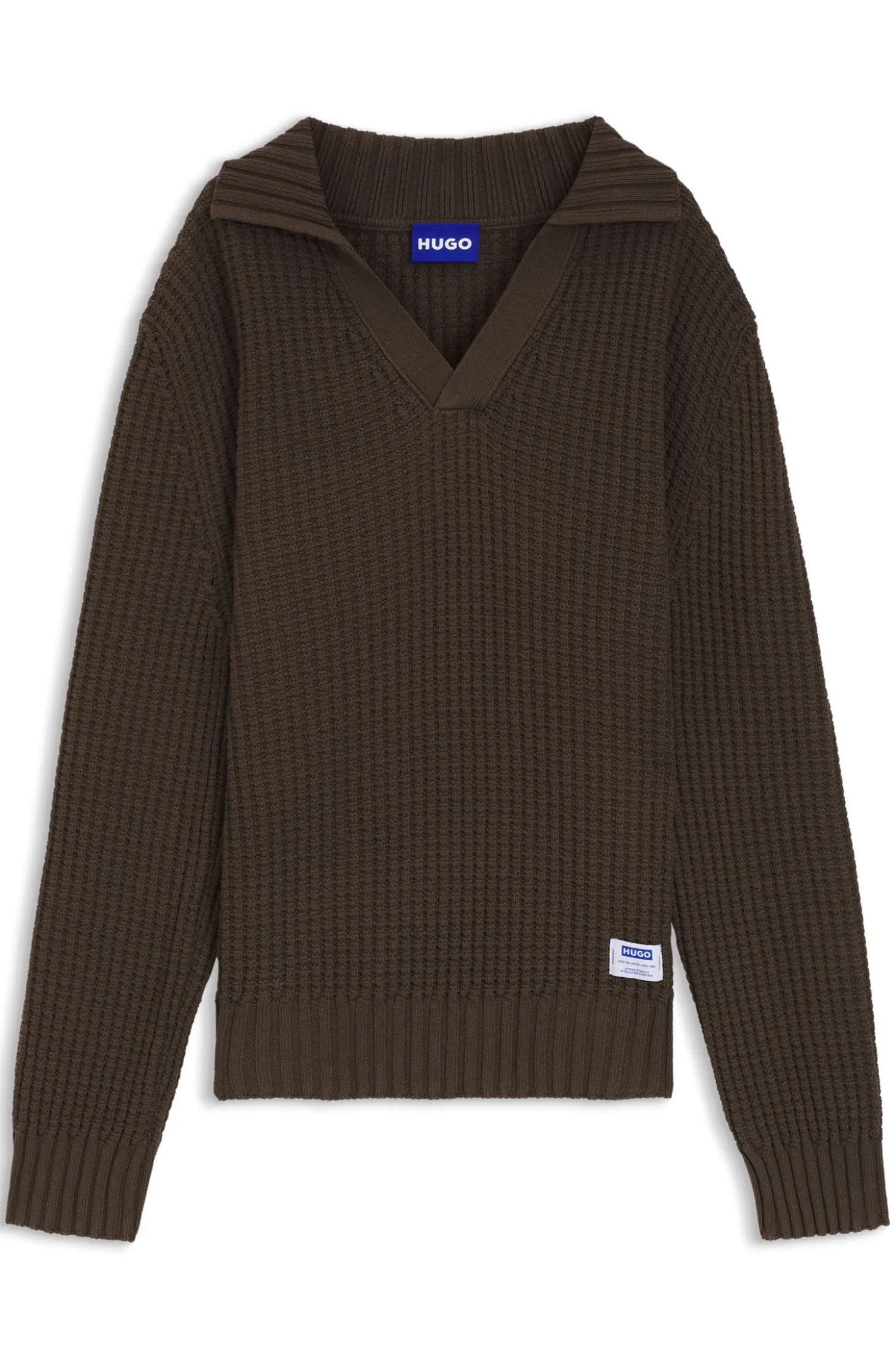 Oversized Pullover mit Waffelstruktur und Johnny-Kragen