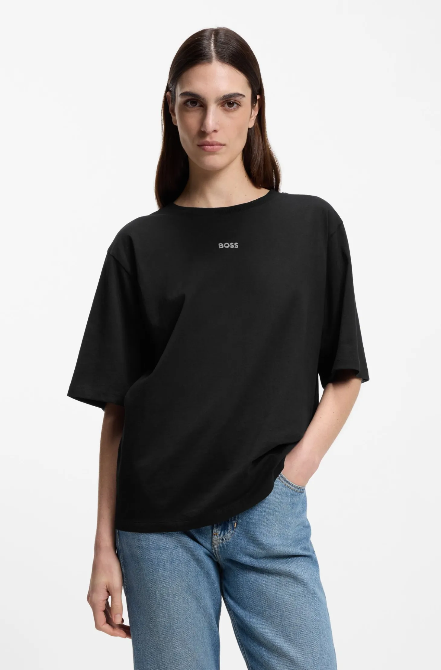 Oversized T-Shirt aus Baumwoll-Jersey mit Schaumdruck-Logo