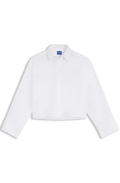 Oversize-Hemd aus Baumwolle mit Nadelstreifen und offen geschnittenem Saum