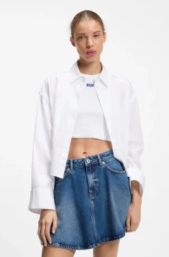 Oversize-Hemd aus Baumwolle mit Nadelstreifen und offen geschnittenem Saum