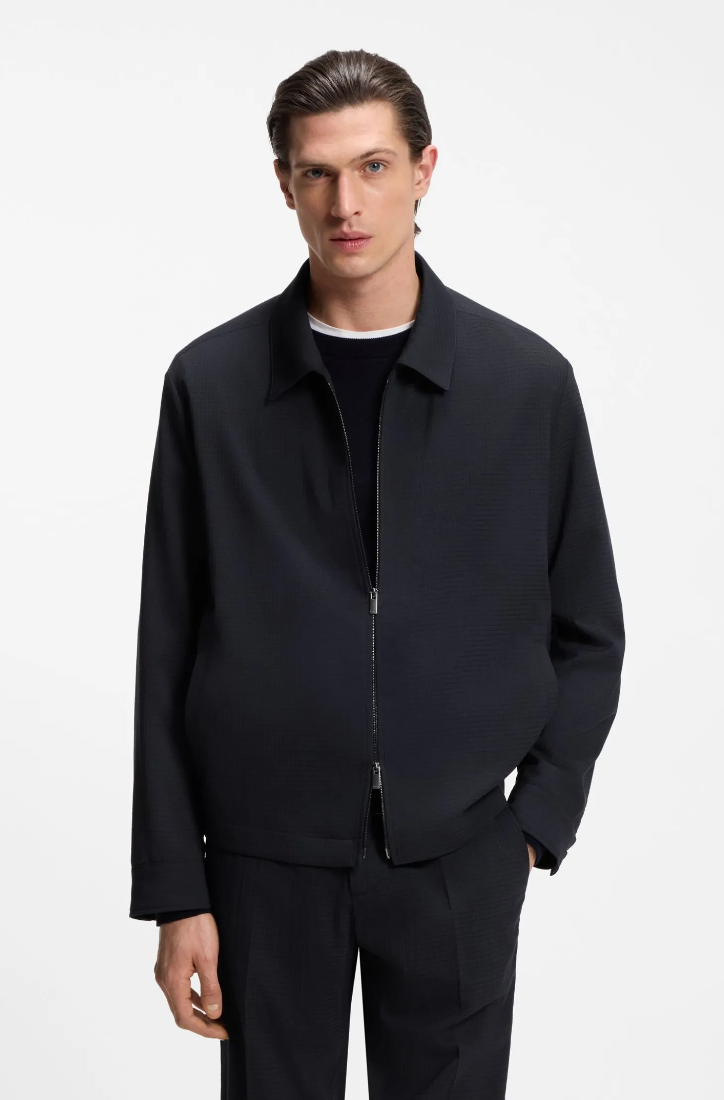 Packbares Relaxed-Fit Overshirt aus waschbarem Woll-Mix