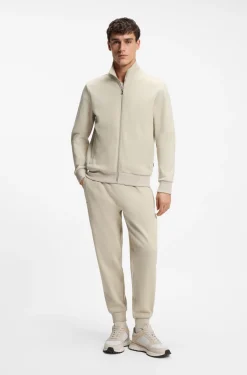 Piqué-Sweatshirt aus merzerisierter Stretch-Baumwolle mit Reißverschluss