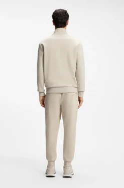 Piqué-Sweatshirt aus merzerisierter Stretch-Baumwolle mit Reißverschluss