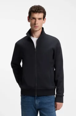 Piqué-Sweatshirt aus merzerisierter Stretch-Baumwolle mit Reißverschluss