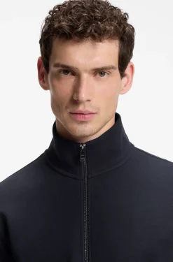 Piqué-Sweatshirt aus merzerisierter Stretch-Baumwolle mit Reißverschluss