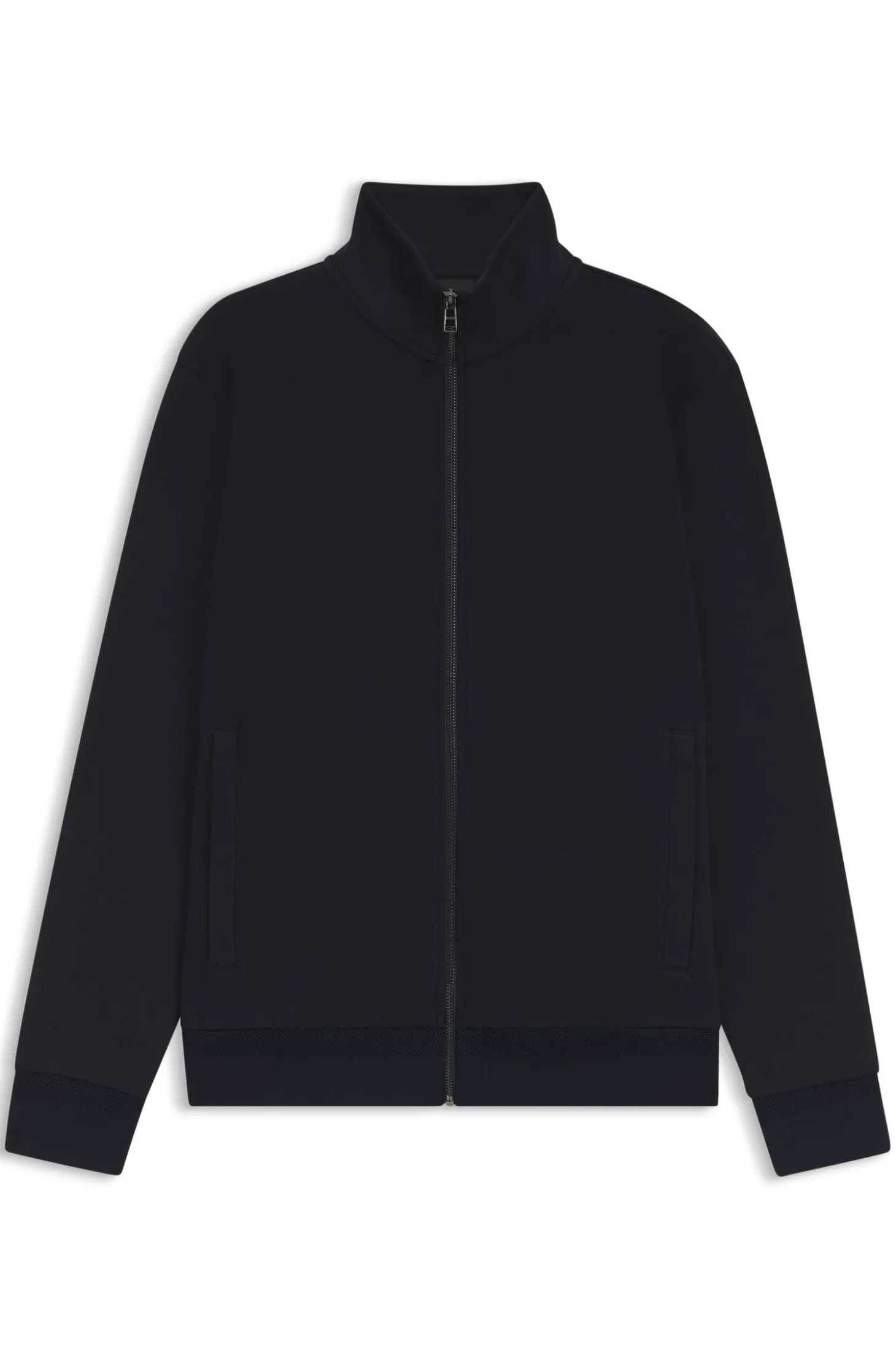 Piqué-Sweatshirt aus merzerisierter Stretch-Baumwolle mit Reißverschluss