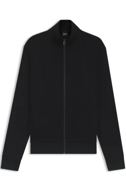 Piqué-Sweatshirt aus merzerisierter Stretch-Baumwolle mit Reißverschluss