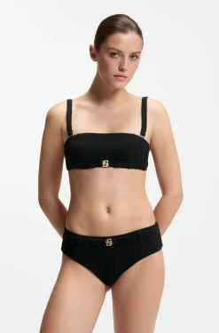 Plissé-Bandeau-Bikinitop mit Double-B-Monogramm
