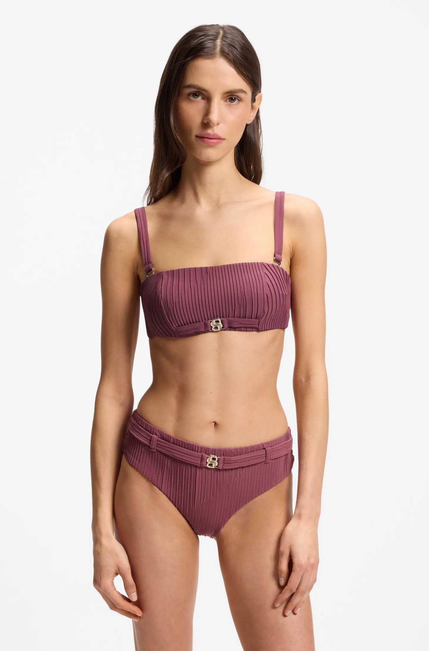 Plissé-Bikinihose mit Double-B-Monogramm