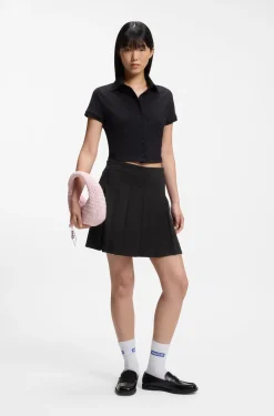Plissee-Rock aus Stretch-Baumwolle mit integrierter Shorts
