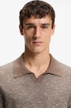 Polo-Pullover mit Johnny-Kragen aus Woll-Mix mit Seide und Baumwolle