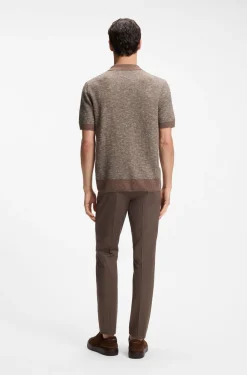 Polo-Pullover mit Johnny-Kragen aus Woll-Mix mit Seide und Baumwolle