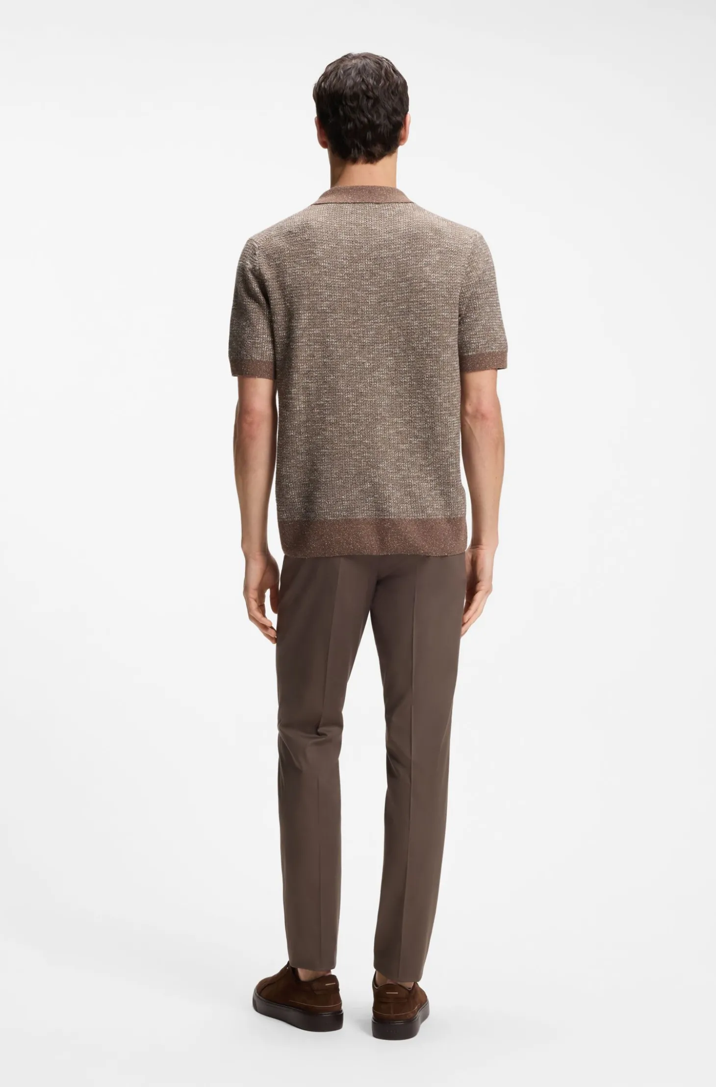 Polo-Pullover mit Johnny-Kragen aus Woll-Mix mit Seide und Baumwolle