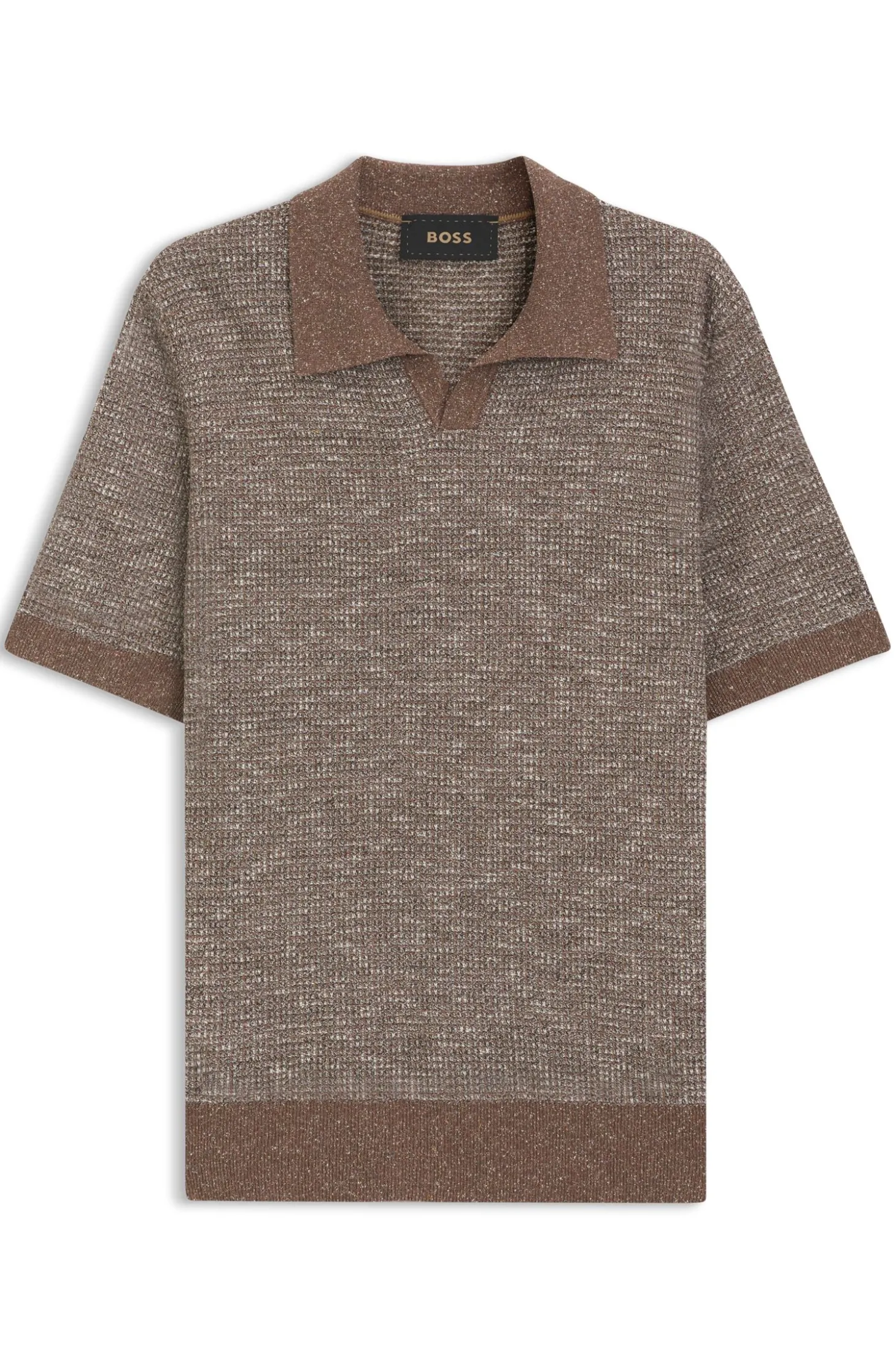 Polo-Pullover mit Johnny-Kragen aus Woll-Mix mit Seide und Baumwolle