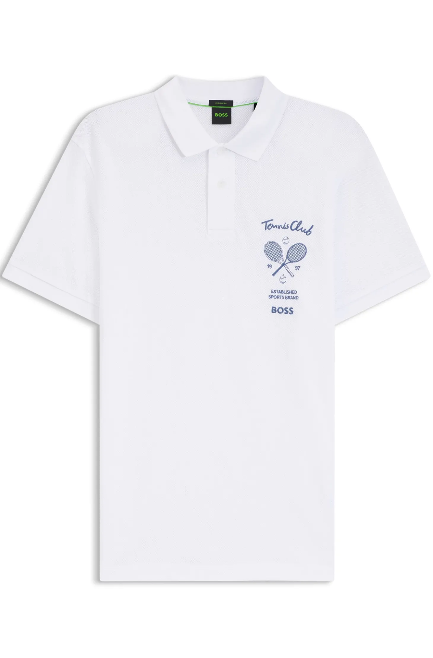 Poloshirt aus Baumwolle in Mesh-Optik mit gesticktem Artwork