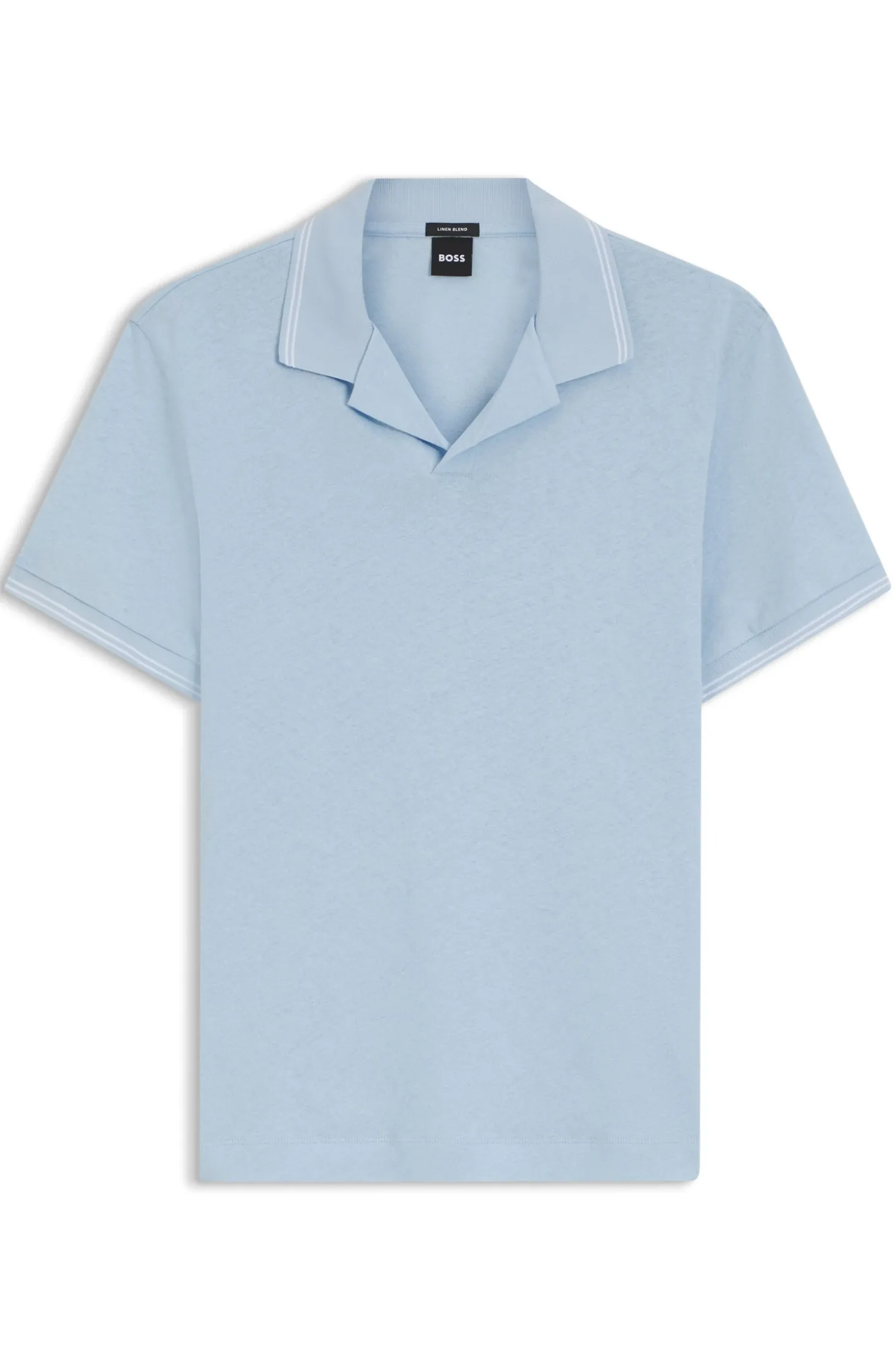 Poloshirt aus Baumwolle-Leinen mit Johnny-Kragen