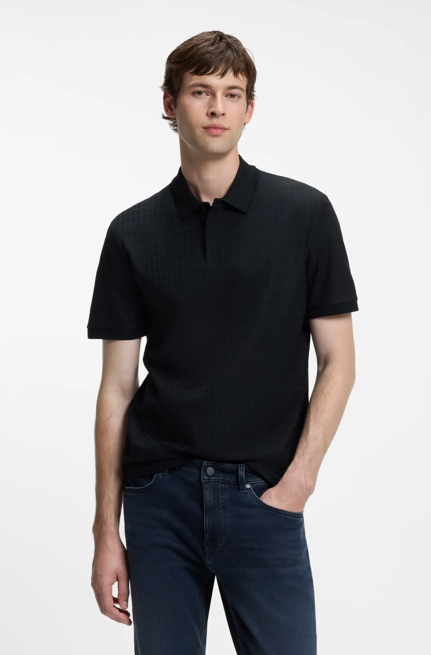 Poloshirt aus Baumwolle mit geometrischem Jacquard-Muster