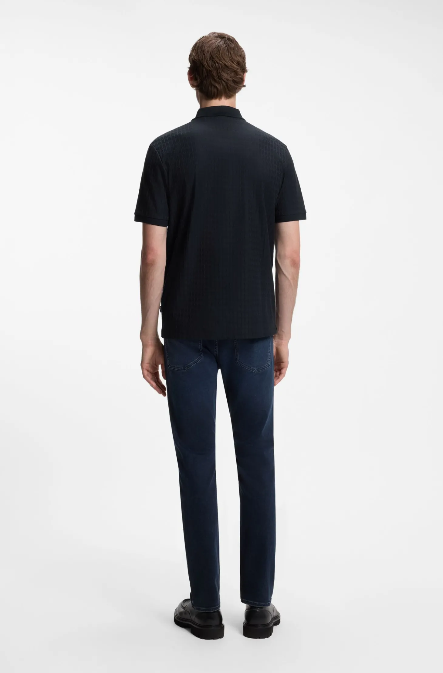 Poloshirt aus Baumwolle mit geometrischem Jacquard-Muster
