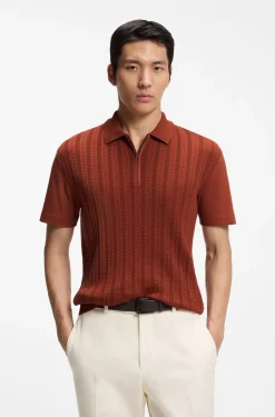 Poloshirt aus Baumwolle mit Seide und Reißverschluss am Kragen
