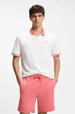 Poloshirt aus Baumwoll-Jersey mit Streifen-Einfassungen