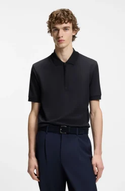 Poloshirt aus Baumwoll-Mix mit Reißverschlussleiste