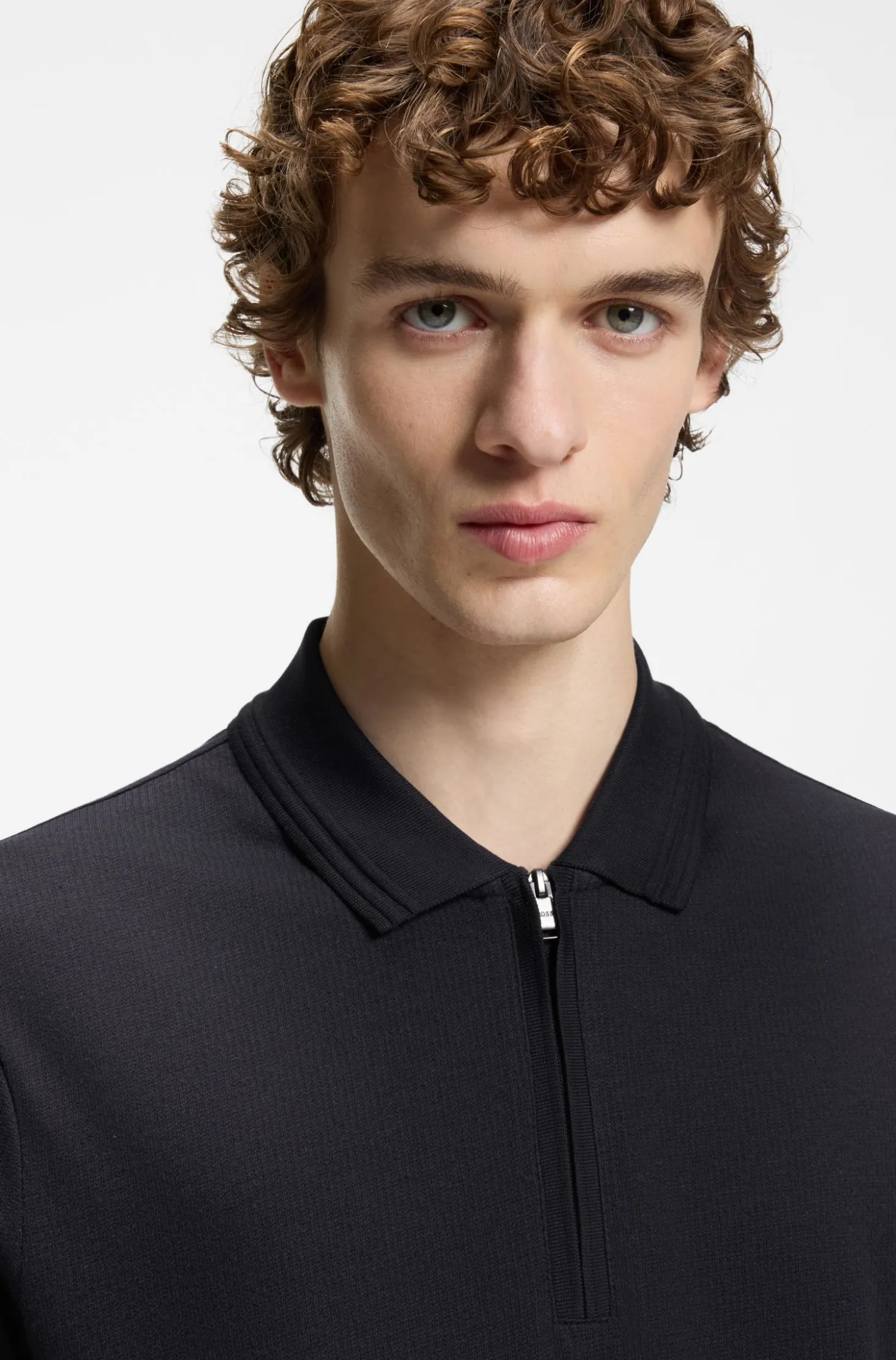 Poloshirt aus Baumwoll-Mix mit Reißverschlussleiste