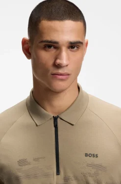 Poloshirt aus Baumwoll-Mix mit Reißverschluss und reflektierenden Grafiken