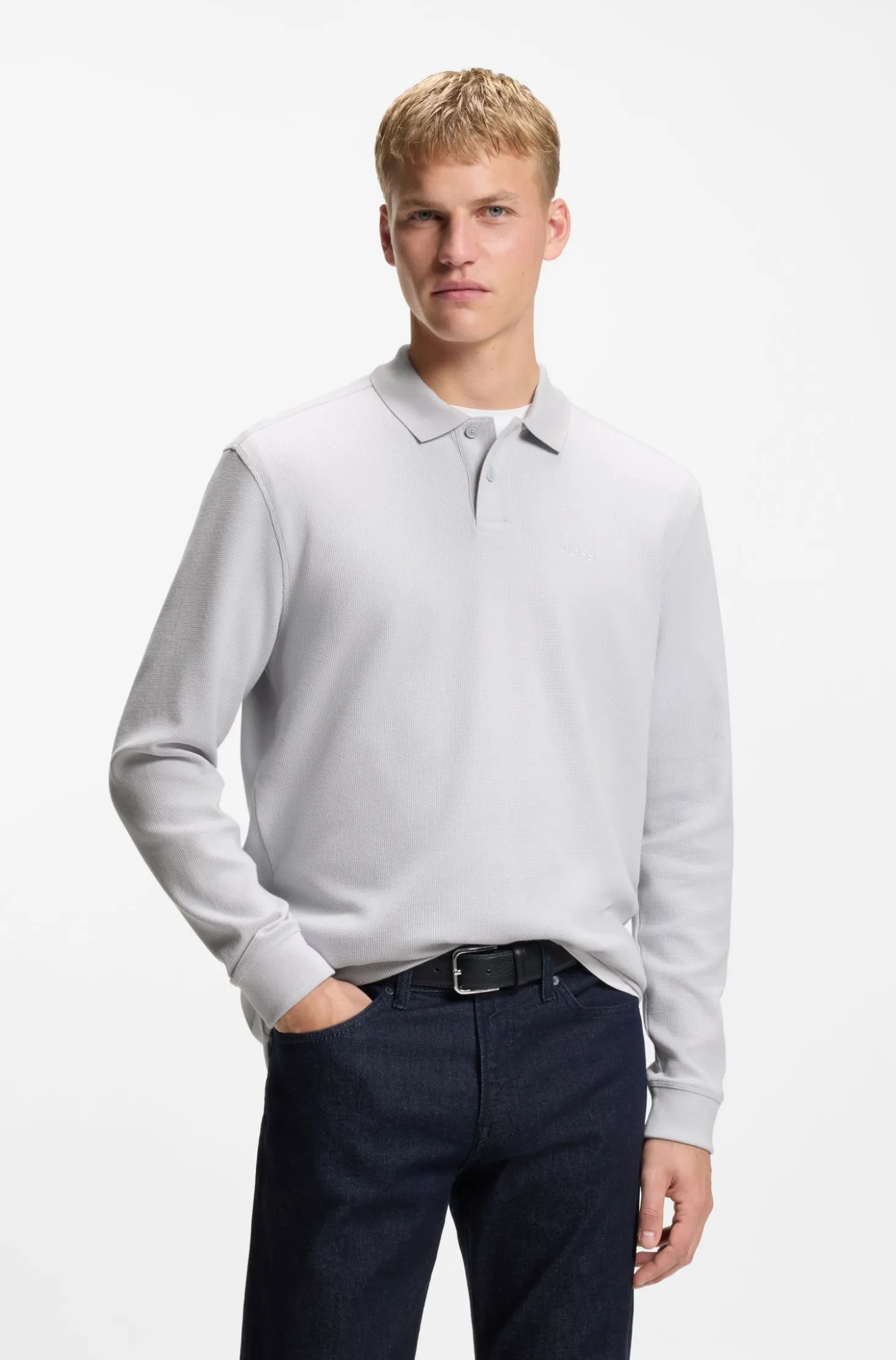 Poloshirt aus Baumwoll-Mix mit Waffelstruktur