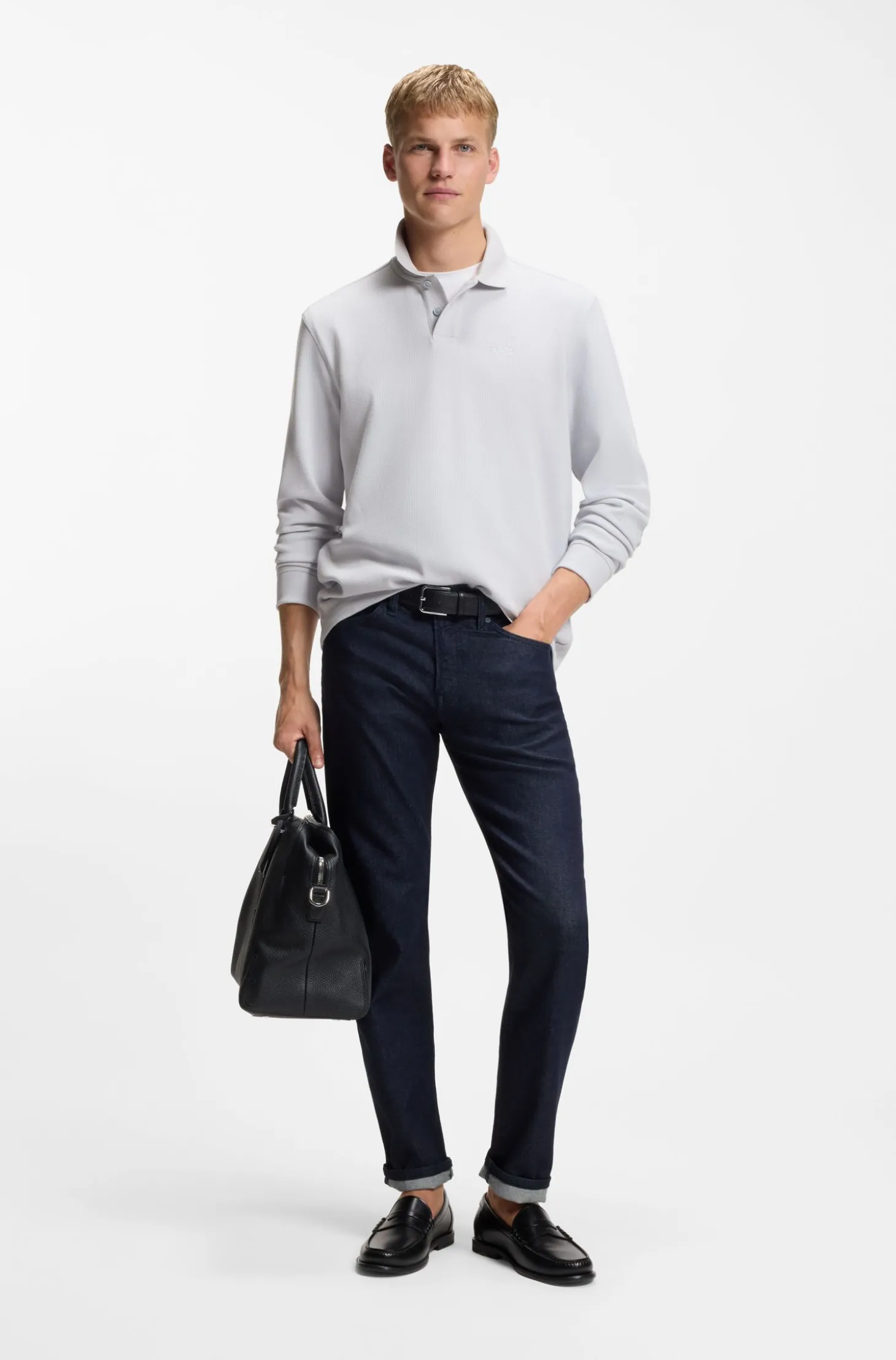 Poloshirt aus Baumwoll-Mix mit Waffelstruktur