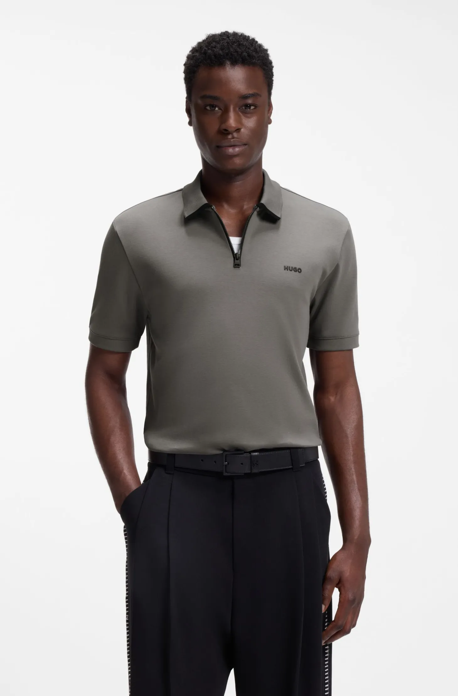 Poloshirt aus Baumwoll-Piqué mit Reißverschluss am Ausschnitt