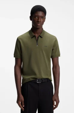 Poloshirt aus Baumwoll-Piqué mit Reißverschluss am Ausschnitt