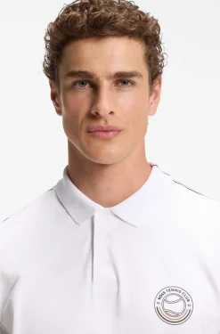 Poloshirt aus Stretch-Baumwolle mit tennisinspiriertem Logo