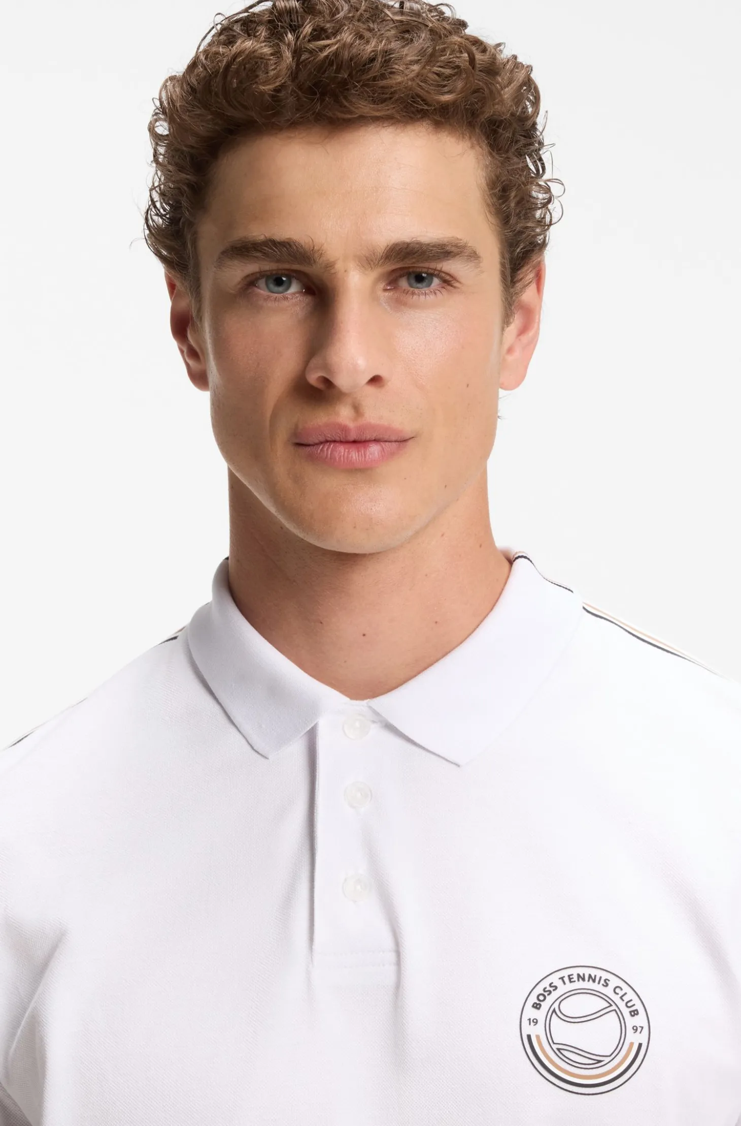 Poloshirt aus Stretch-Baumwolle mit tennisinspiriertem Logo