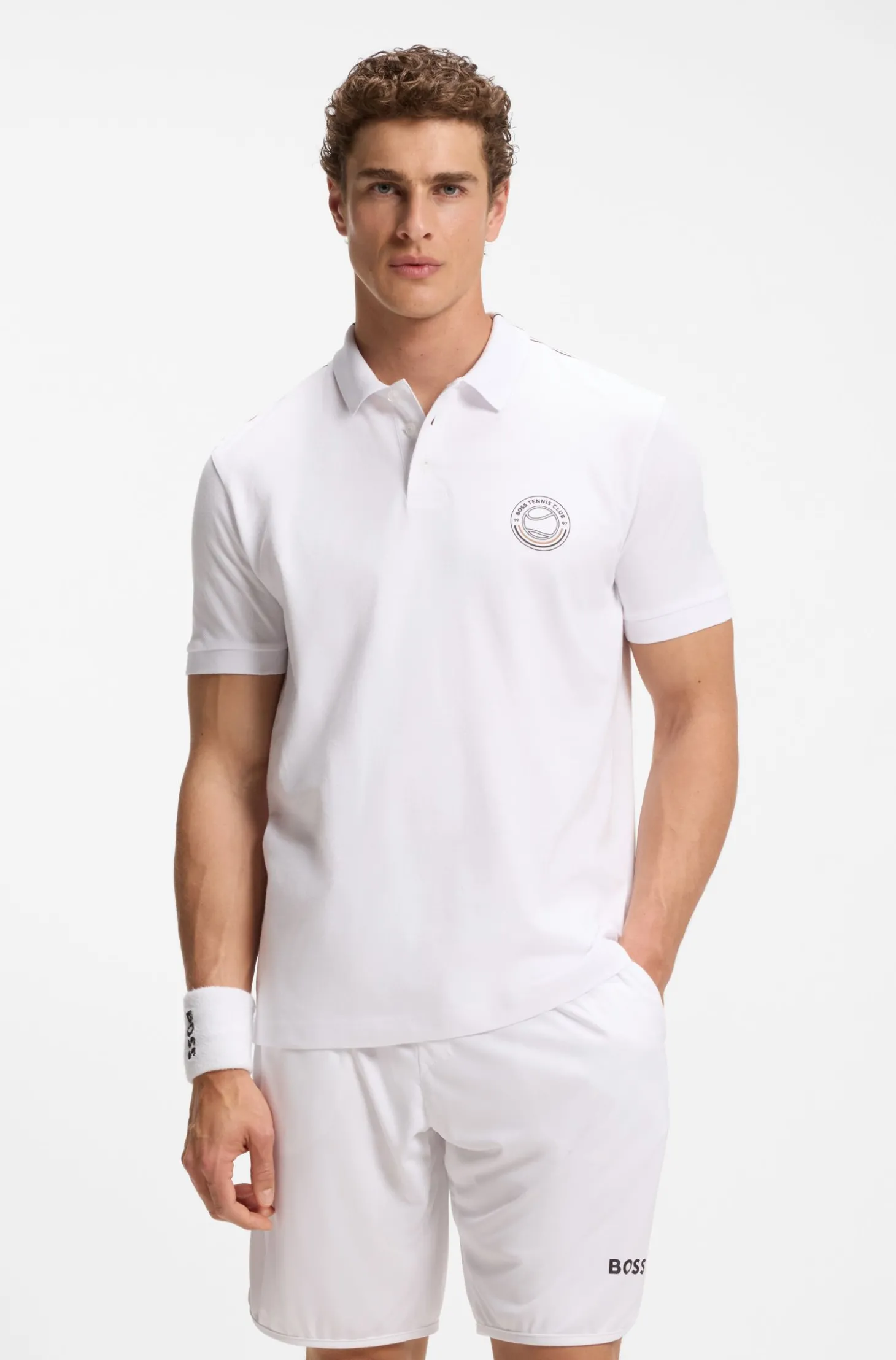 Poloshirt aus Stretch-Baumwolle mit tennisinspiriertem Logo